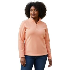 Land's End Peach Pink Hslf Zip Tunic Size 2X 20w To 22w